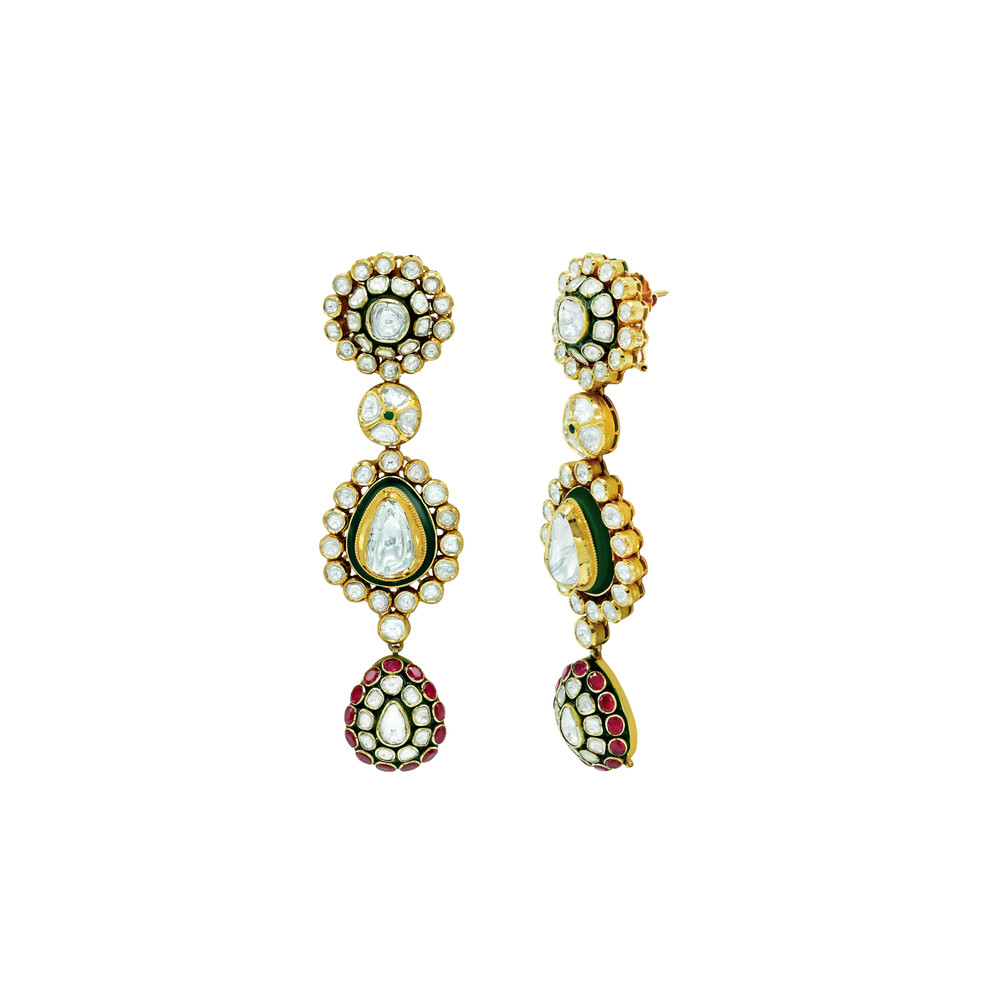 Bridal Polki Choker with Rubies, Green Meena, and Makadi Design Necklace Set